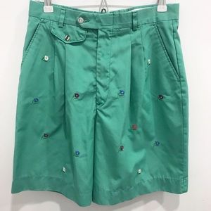 Vintage 90s Green Floral Shorts